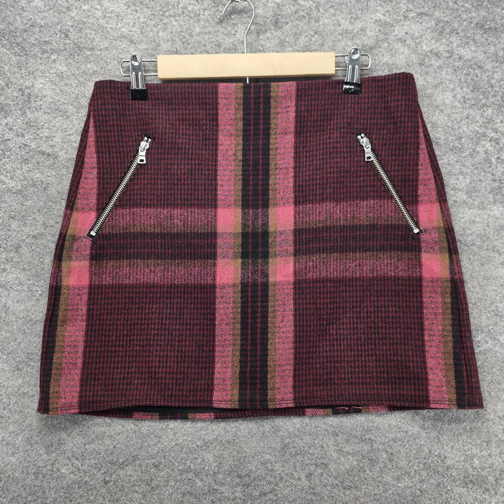 Gap Skirt Womens 6 Red Plaid Mini Tweed Lined Pockets Zippered Casual Workwear